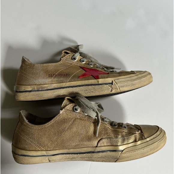 EUC GOLDEN GOOSE GOLD GGDB VSTAR2 SIZE 39 LACE UP SNEAKER SHOES - Picture 2 of 12